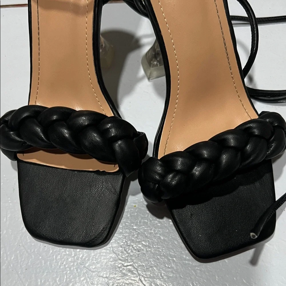 Elegant Black‎ Braided Strap Heels